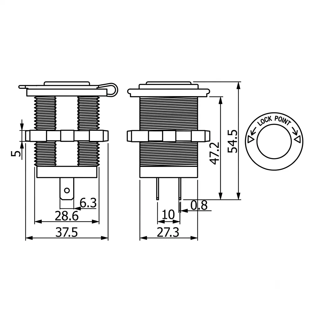 IC-246B-5 Çakmaklık Dişi Pano Tip Ø30mm - Görsel 3