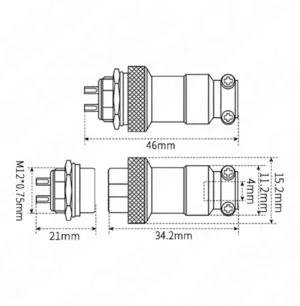 IC-261M 12mm Mayk Fiş, Şase Erkek - Seyyar Dişi