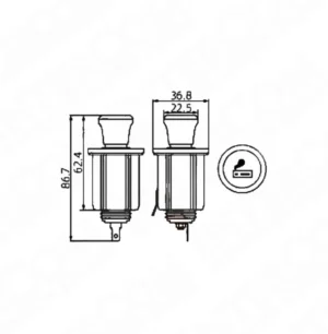 IC-246B-6 Çakmak ve Şase Soket, 12V, 10A
