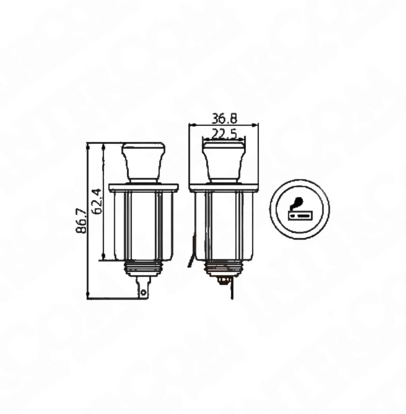 IC-246B-6 Çakmak ve Şase Soket, 12V, 10A
