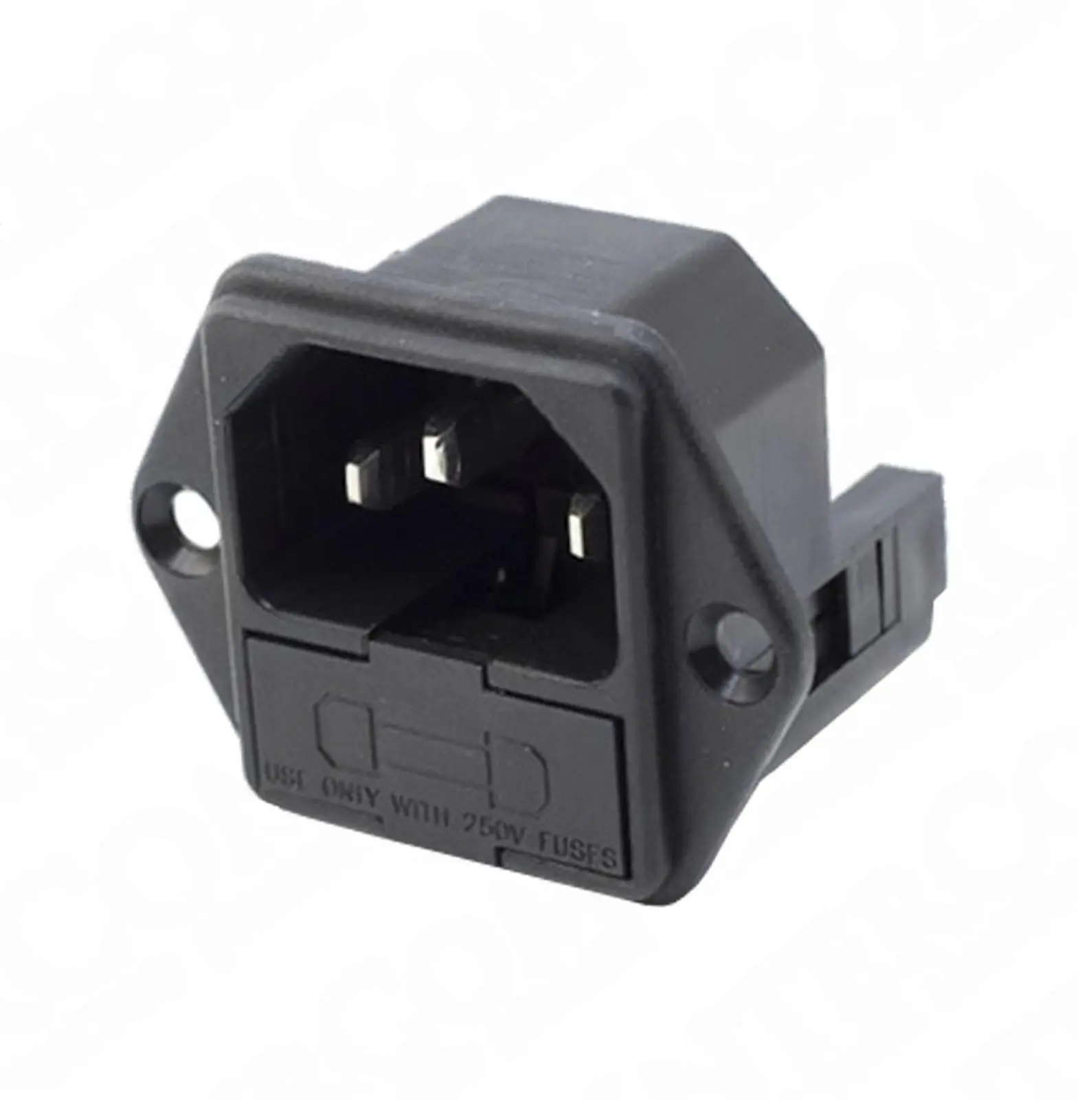 IC-213B C14 Power Soket Erkek Çift Fuseli Kulaklı