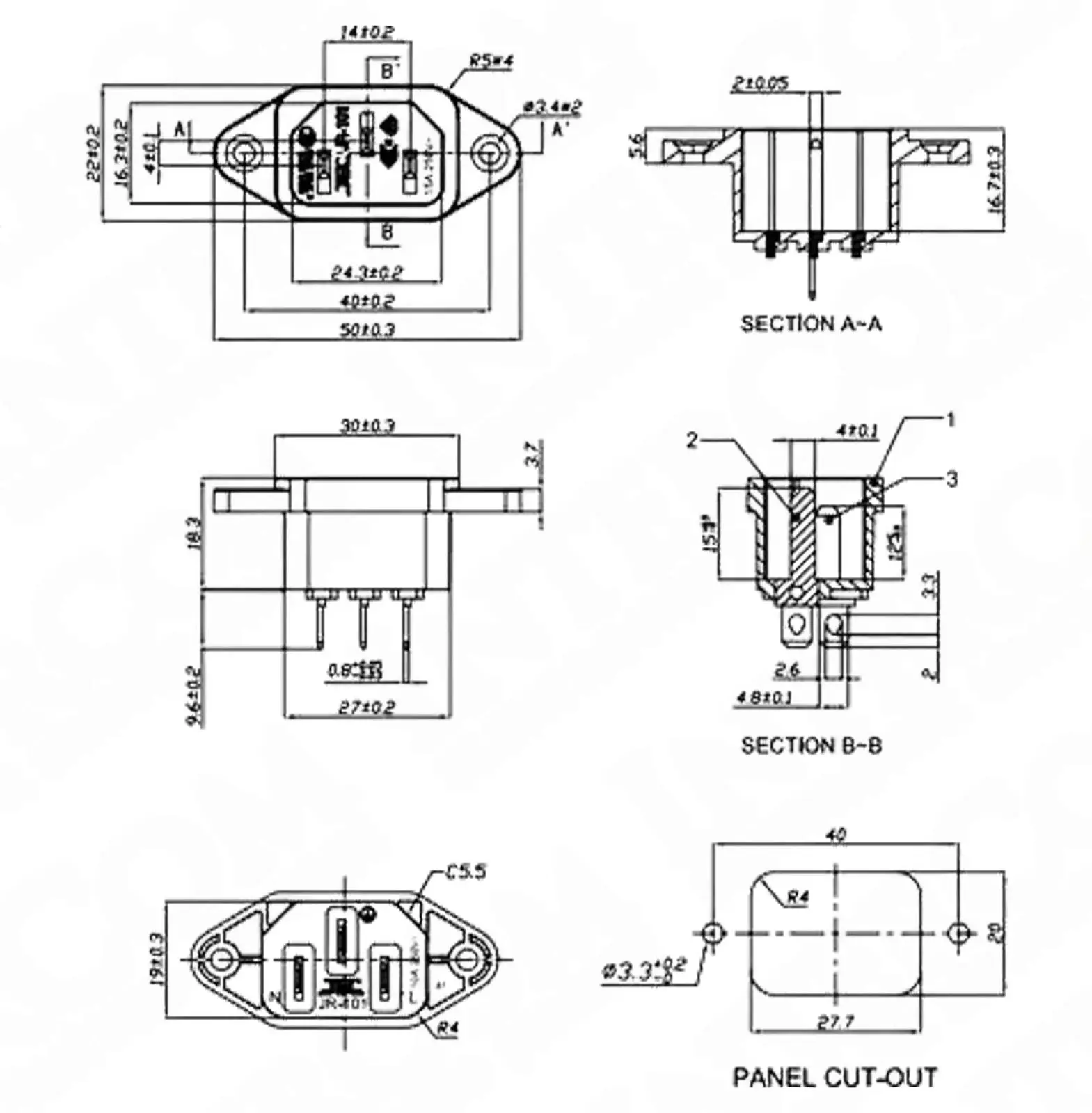 IC-212 C14 Power Soket Erkek Kulaklı AS-05 - Görsel 3