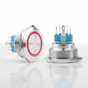 30mm Metal Yaylı Buton 12-24V Kırmızı Led