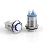 D12-B 12mm Metal Yaylı Buton 12-24V Mavi Led