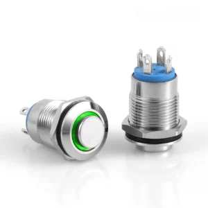 D12-G 12mm Metal Yaylı Buton 12-24V Yeşil Led