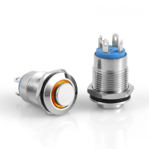 D12-O 12mm Metal Yaylı Buton 12-24V Turuncu Led