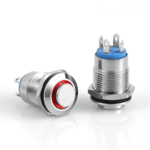 D12-R 12mm Metal Yaylı Buton 12-24V Kırmızı Led