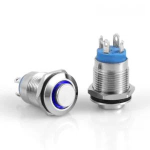 D12A-B 12mm Metal Kalıcılı Buton 12-24V Mavi Led