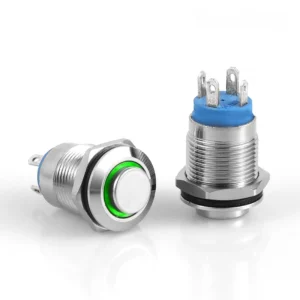 D12A-G 12mm Metal Kalıcılı Buton 12-24V Yeşil Led