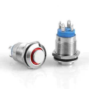 D12A-R 12mm Metal Kalıcılı Buton 12-24V Kırmızı Led