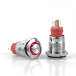 D19 16mm Metal Kalıcılı Buton 12-24V Kırmızı Led