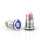 D2 19mm Metal Kalıcılı Buton 12-24V Mavi Led