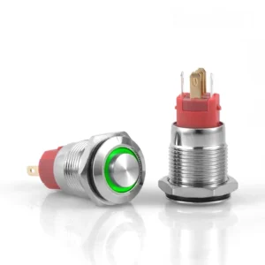 D20 16mm Metal Kalıcılı Buton 12-24V Yeşil Led