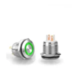 D35 16mm Metal Yaylı Buton 12-24V Yeşil Led