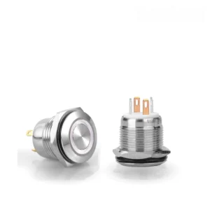 D39 16mm Metal Yaylı Buton 12-24V Beyaz Led