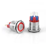 D69 22mm Metal Yaylı Buton 12-24V Kırmızı Led