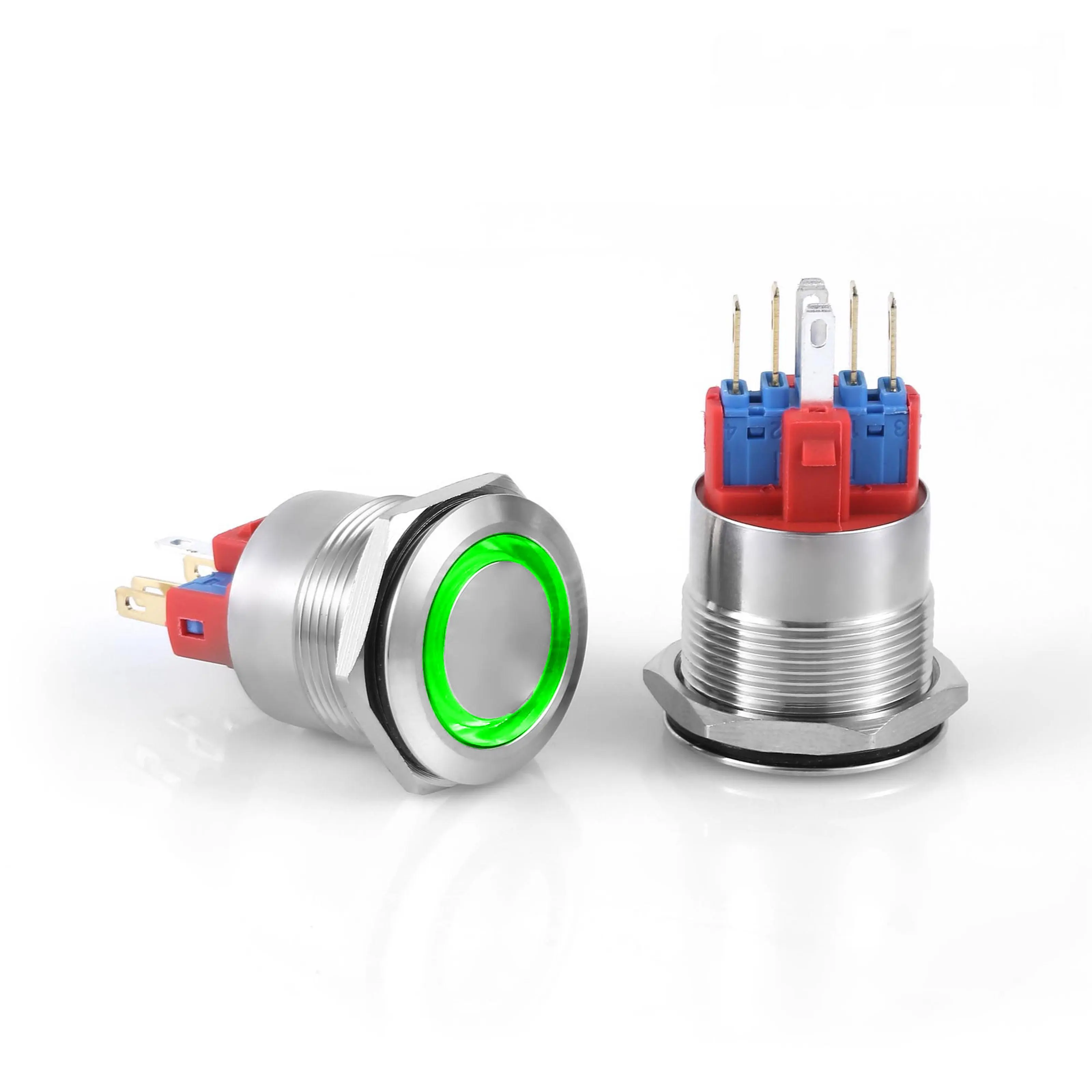 D73 22mm Metal Kalıcılı Buton 12-24V Yeşil Led