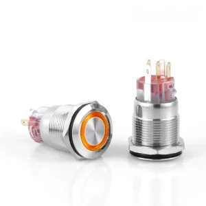 D82 19mm Metal Yaylı Buton 12-24V Turuncu Led