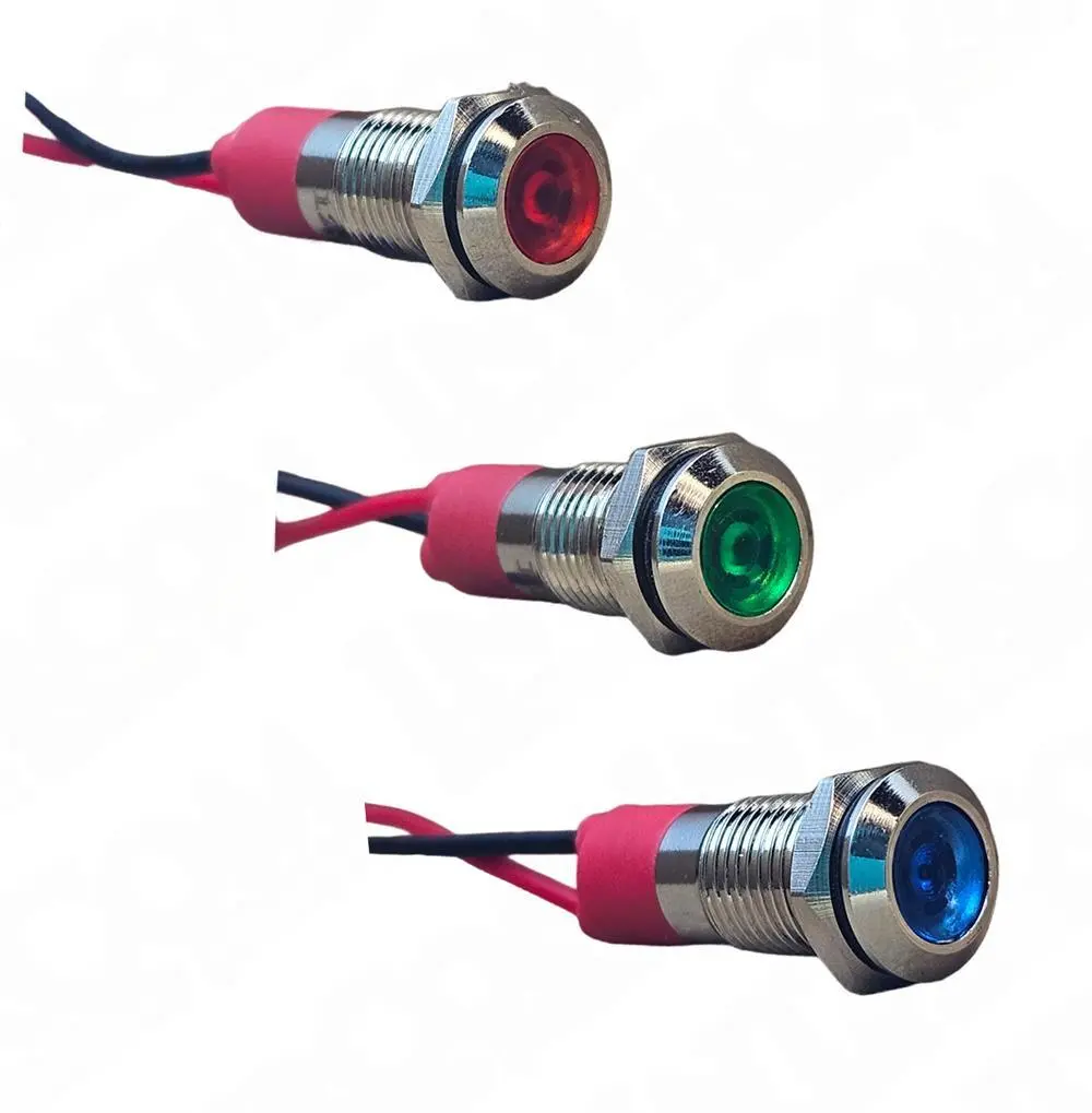 D8S 8MM METAL KABLOLU SİNYAL LAMBASI 12-24V - Görsel 4
