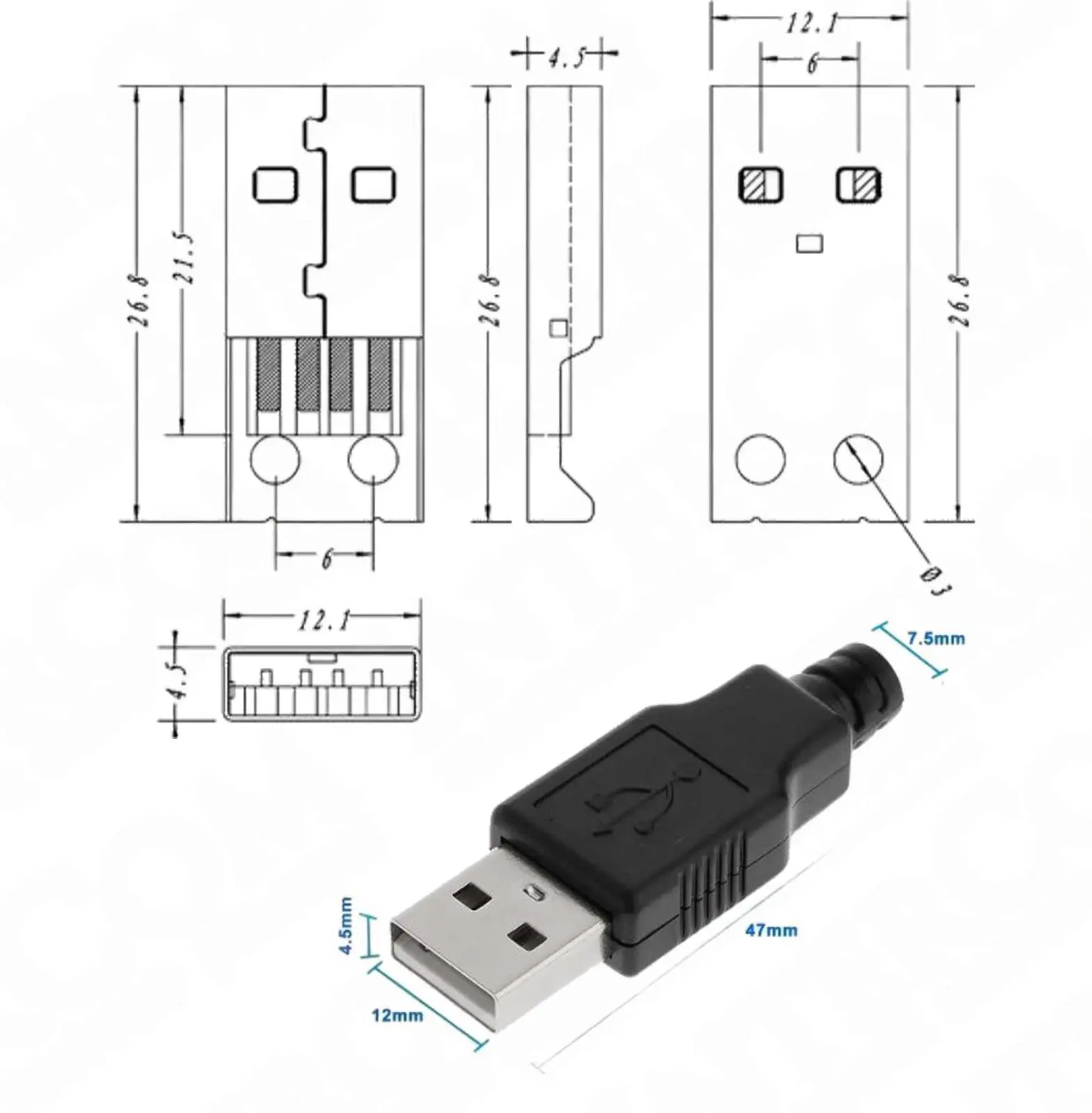 IC-264A USB Seyyar Erkek Kapaklı - Görsel 3