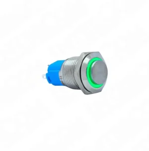 E20 16mm Metal Buton Kalıcılı 12-24V Yeşil Led 1NO1NC
