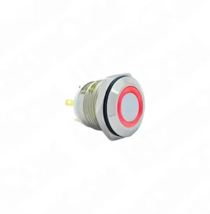 E34 16mm Metal Buton Yaylı 12-24V Kırmızı Led 1NO