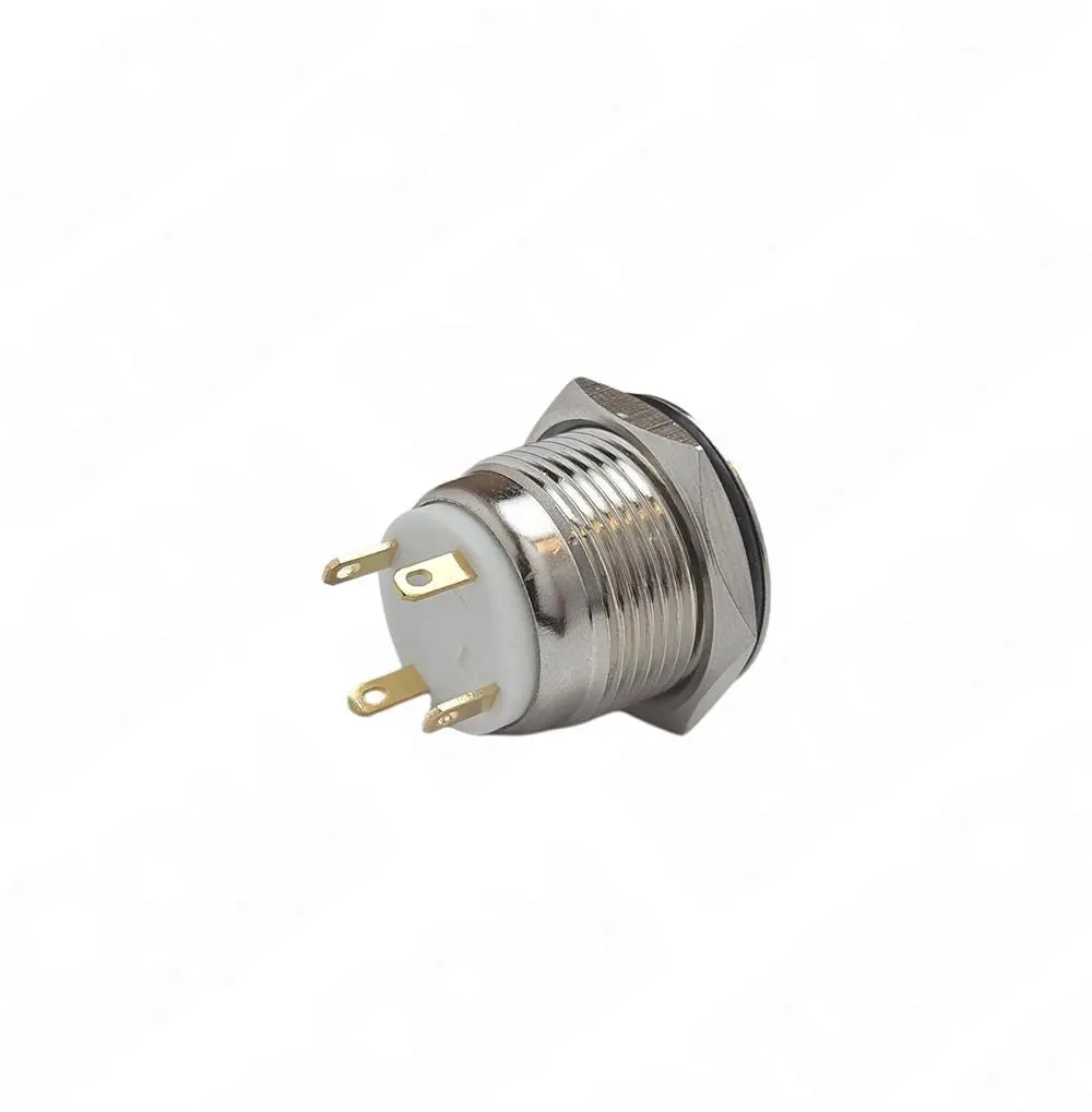 E35 16mm Metal Buton Yaylı 12-24V Yeşil Led 1NO