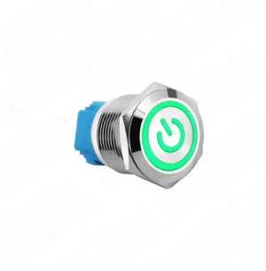 E3T 19mm Metal Buton Kalıcılı 12-24V Yeşil Led 1NO1NC