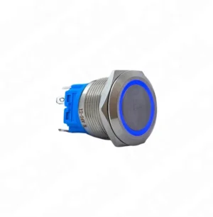 E71 22mm Metal Buton Yaylı 12-24V Mavi Led 1NO1NC