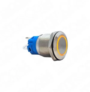 E82 19mm Metal Buton Yaylı 12-24V Turuncu Led 1NO1NC
