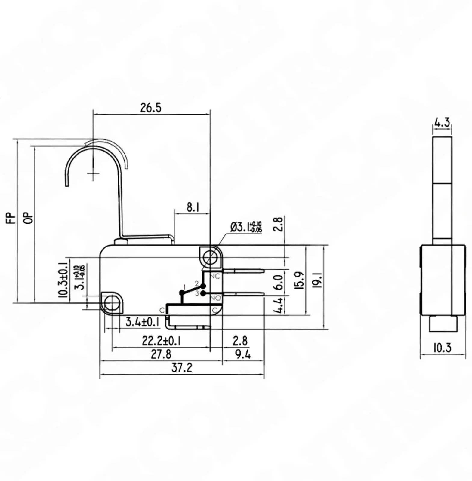 IC-170-2 Micro Switch Orta Kanca 3A - Görsel 2