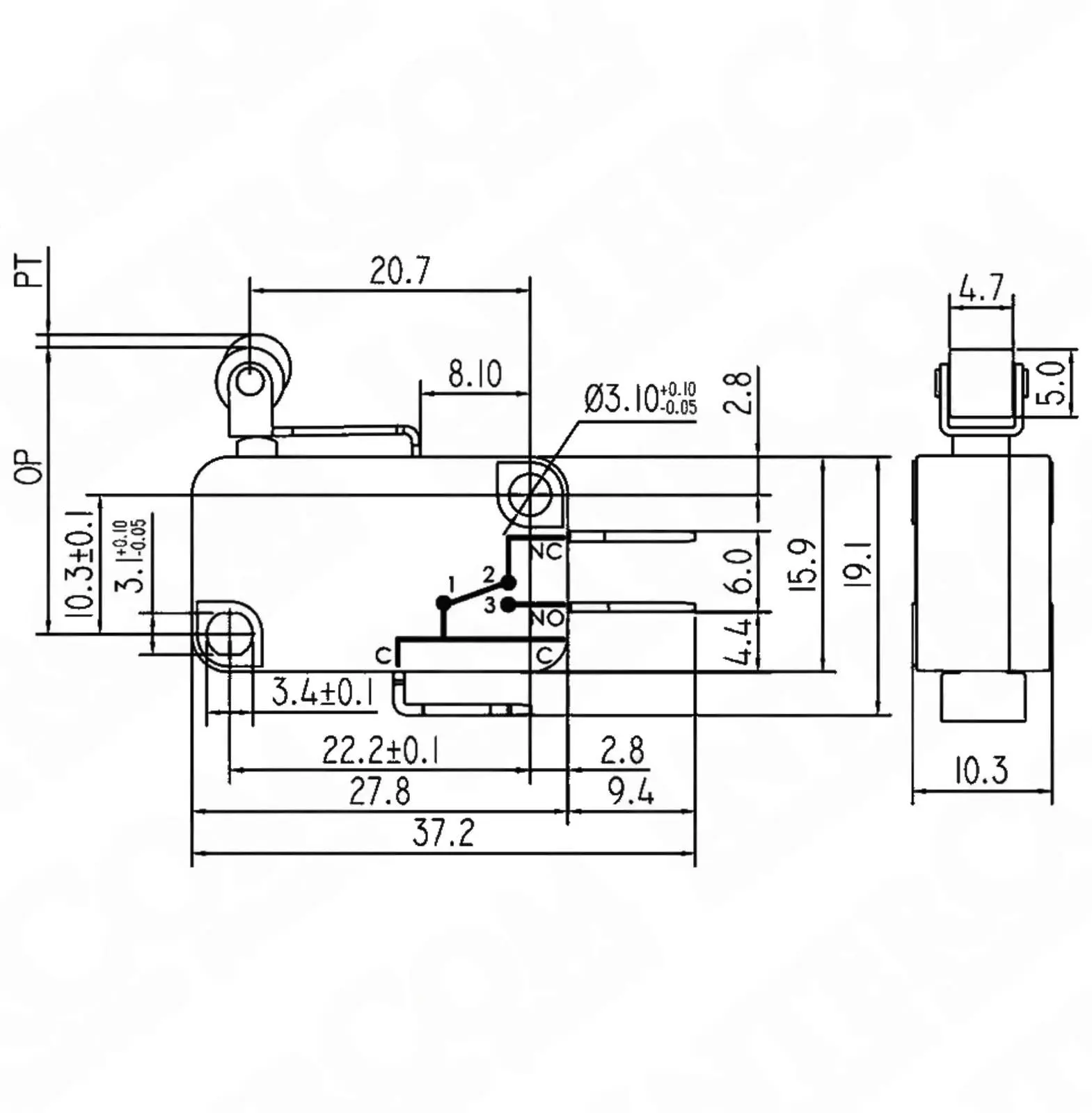 IC-172 Micro Switch Kısa Makaralı 3A - Görsel 2