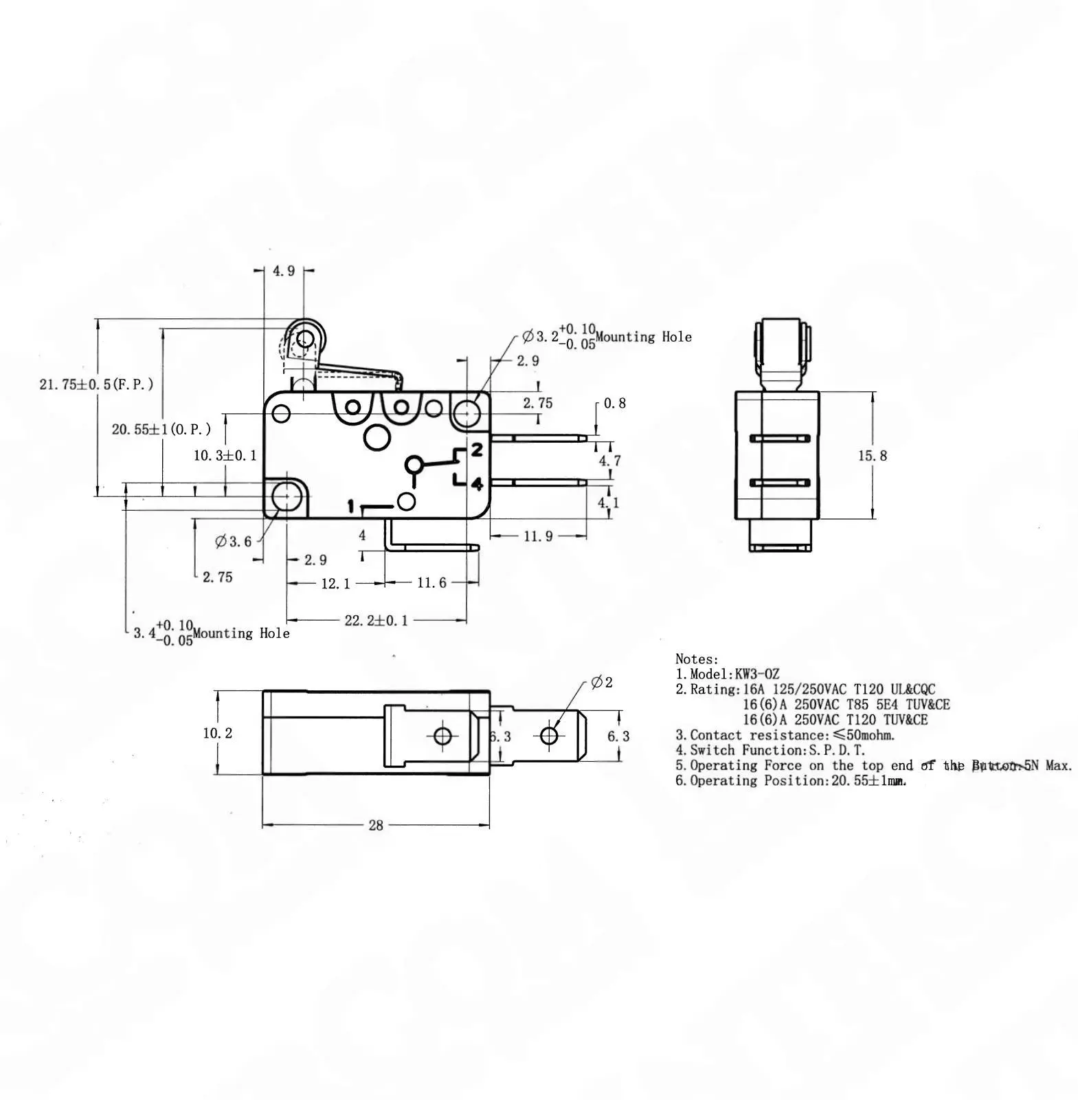 IC-175 Micro Switch Kısa Makara 16A - Ekonomik - Görsel 2