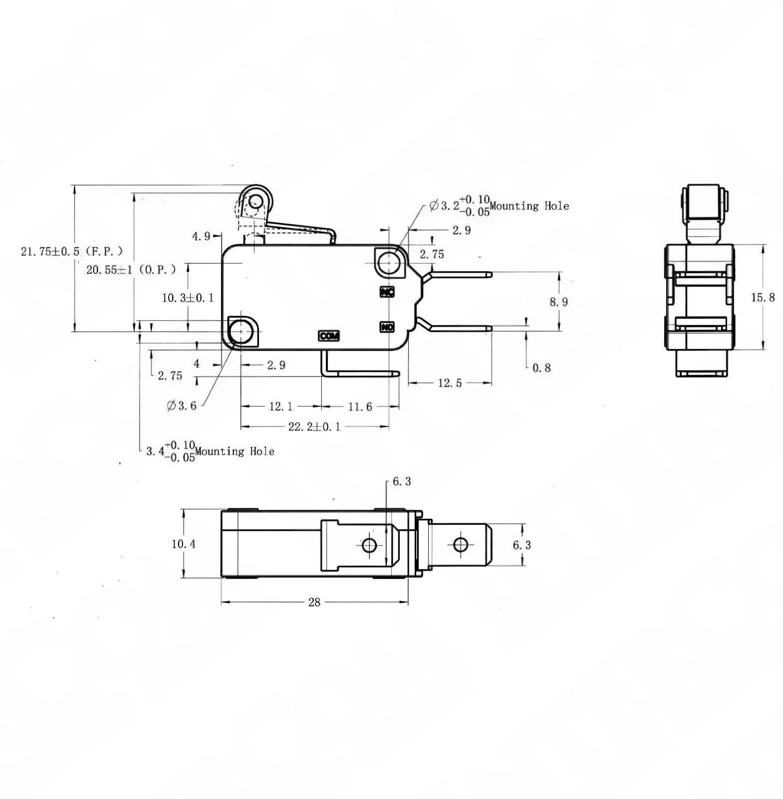 IC-176C Micro Switch Kısa Makara 16A - Görsel 2