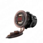 IC-266D Pano Tipi Voltmetreli 2li USB Giriş 5V 1A ve 5V 2,1A Çıkış Kulaksız 30mm
