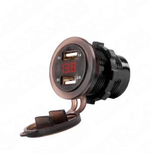 IC-266D Pano Tipi Voltmetreli 2li USB Giriş 5V 1A ve 5V 2,1A Çıkış Kulaksız 30mm