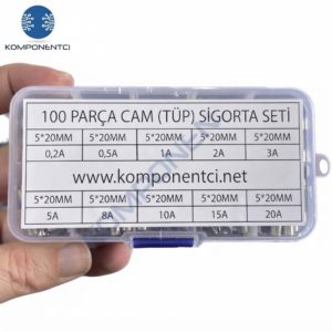100 Parça 5x20mm Cam Sigorta Tüp Sigorta Seti Plastik Kutulu