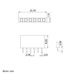 1x6 Pin Dişi Header - Mavi